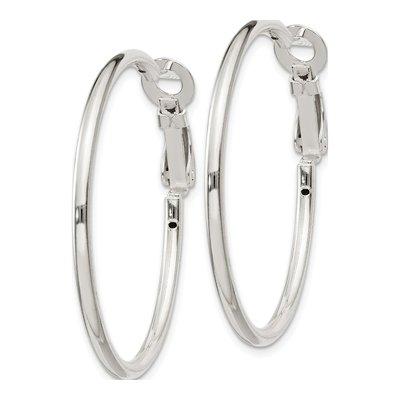 Sterling Silver 35mm Round Hoop Earrings – view 3