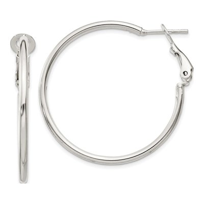 Sterling Silver 35mm Round Hoop Earrings