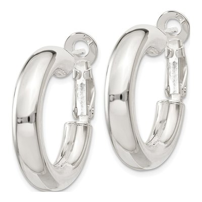Sterling Silver 25mm Omega Back Hoop Earrings – view 3