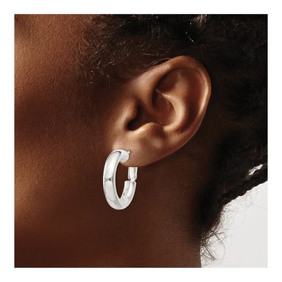 Sterling Silver 25mm Omega Back Hoop Earrings – view 4