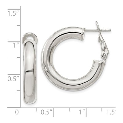 Sterling Silver 25mm Omega Back Hoop Earrings – view 5