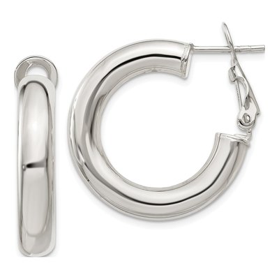 Sterling Silver 25mm Omega Back Hoop Earrings