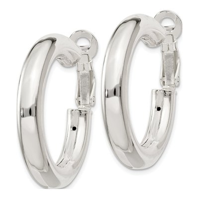 Sterling Silver 30mm Omega Back Hoop Earrings – view 3