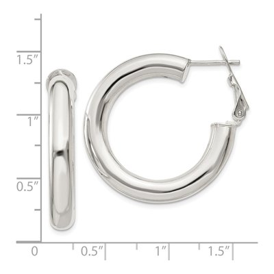 Sterling Silver 30mm Omega Back Hoop Earrings – view 5