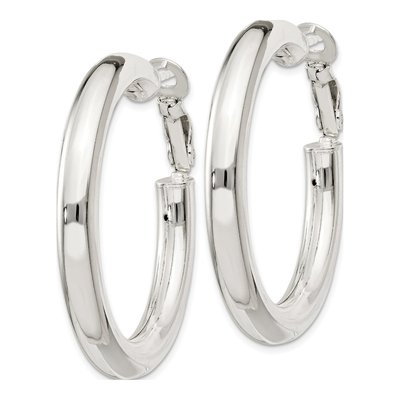 Sterling Silver 40mm Omega Back Hoop Earrings – view 3