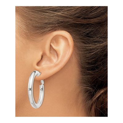 Sterling Silver 40mm Omega Back Hoop Earrings – view 4