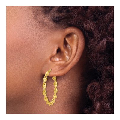 Gold-Plated Sterling Silver 35mm Twisted Hoop Earrings – view 4