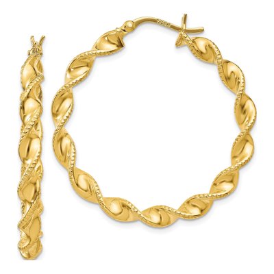 Gold-Plated Sterling Silver 35mm Twisted Hoop Earrings