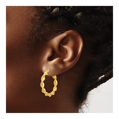 Gold-Plated Sterling Silver 25mm Twisted Hoop Earrings – view 4
