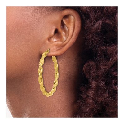 Gold-Plated Sterling Silver 45mm Twisted Hoop Earrings – view 4