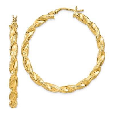 Gold-Plated Sterling Silver 45mm Twisted Hoop Earrings