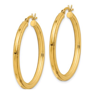 Gold-Plated Sterling Silver 35mm Grooved Hoop Earrings – view 3