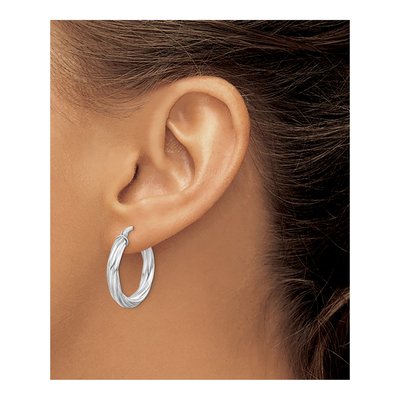 Gold-Plated Sterling Silver 35mm Grooved Hoop Earrings – view 4