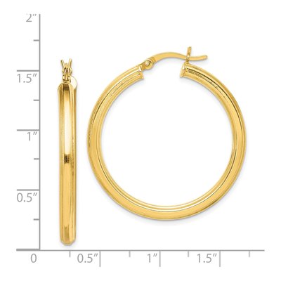 Gold-Plated Sterling Silver 35mm Grooved Hoop Earrings – view 5