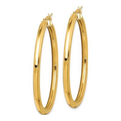 Gold-Plated Sterling Silver 45mm Grooved Hoop Earrings – view 3