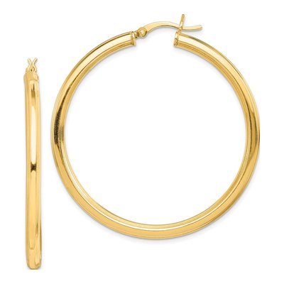Gold-Plated Sterling Silver 45mm Grooved Hoop Earrings