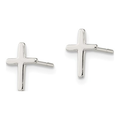 Sterling Silver Girls' Cross Stud Earrings – view 3