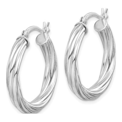Sterling Silver 25mm Twisted Hoop Earrings – view 3