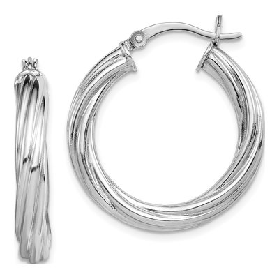 Sterling Silver 25mm Twisted Hoop Earrings