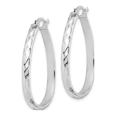 Sterling Silver 23mm Textured Hoop Earrings – view 3