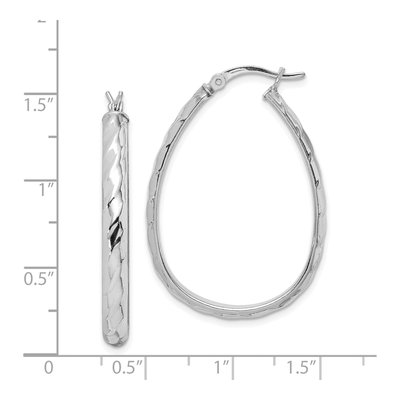 Sterling Silver 23mm Textured Hoop Earrings – view 5