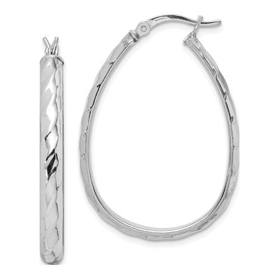 Sterling Silver 23mm Textured Hoop Earrings