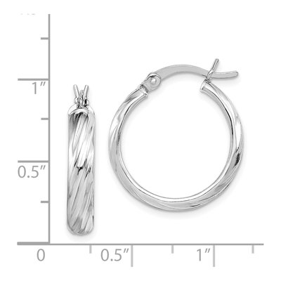 Sterling Silver 17mm Textured Hoop Earrings – view 5