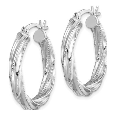 Sterling Silver 18mm Twisted Hoop Earrings – view 3