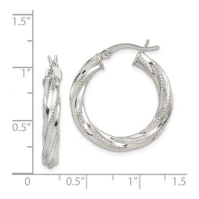 Sterling Silver 18mm Twisted Hoop Earrings – view 5