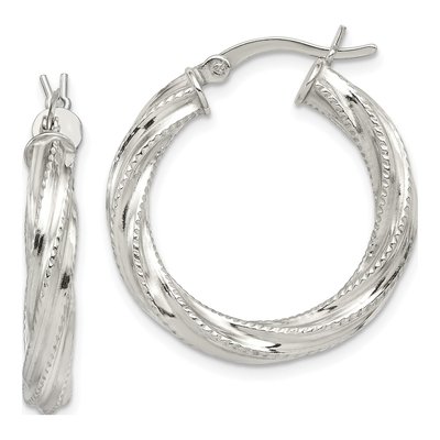Sterling Silver 18mm Twisted Hoop Earrings