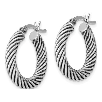 Sterling Silver 20mm Twisted Hoop Earrings – view 3