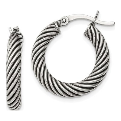 Sterling Silver 20mm Twisted Hoop Earrings
