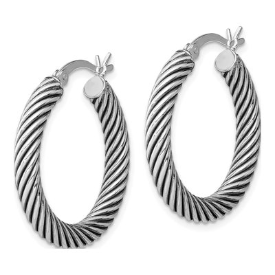 Sterling Silver 25mm Twisted Hoop Earrings – view 3