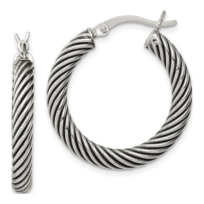 Sterling Silver 25mm Twisted Hoop Earrings