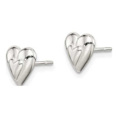 Sterling Silver Heart Stud Earrings – view 3