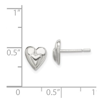 Sterling Silver Heart Stud Earrings – view 5