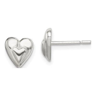 Sterling Silver Heart Stud Earrings