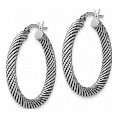 Sterling Silver 30mm Twisted Hoop Earrings – view 3