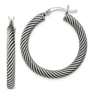 Sterling Silver 30mm Twisted Hoop Earrings