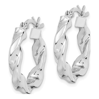 Sterling Silver 15mm Twisted Hoop Earrings – view 3