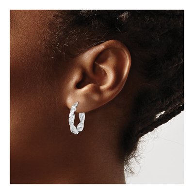 Sterling Silver 15mm Twisted Hoop Earrings – view 4