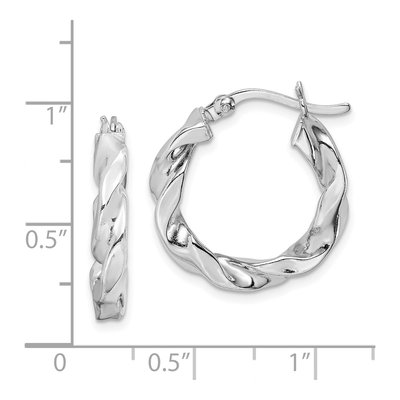 Sterling Silver 15mm Twisted Hoop Earrings – view 5