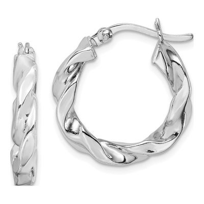 Sterling Silver 15mm Twisted Hoop Earrings