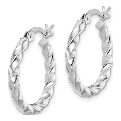 Sterling Silver 20mm Twisted Hoop Earrings – view 3