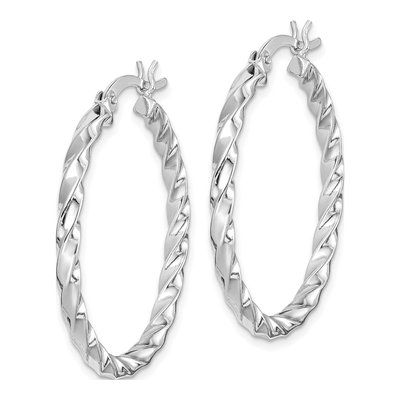 Sterling Silver 30mm Twisted Hoop Earrings – view 3