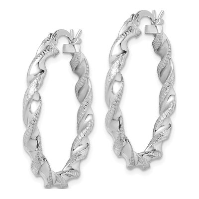 Sterling Silver 30mm Twisted Hoop Earrings – view 3