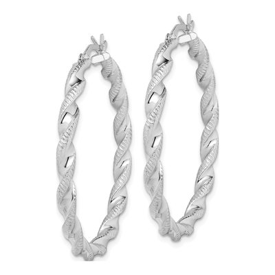 Sterling Silver 40mm Twisted Hoop Earrings – view 3