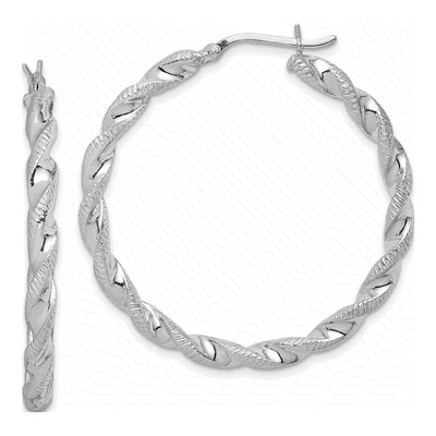 Sterling Silver 40mm Twisted Hoop Earrings