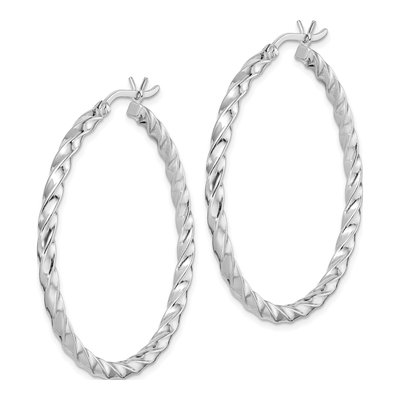 Sterling Silver 40mm Twisted Hoop Earrings – view 3