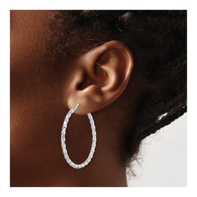Sterling Silver 40mm Twisted Hoop Earrings – view 4